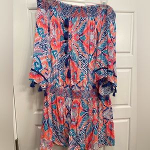 Lilly Pulitzer Strapless Dress with Tassels. Size XL.